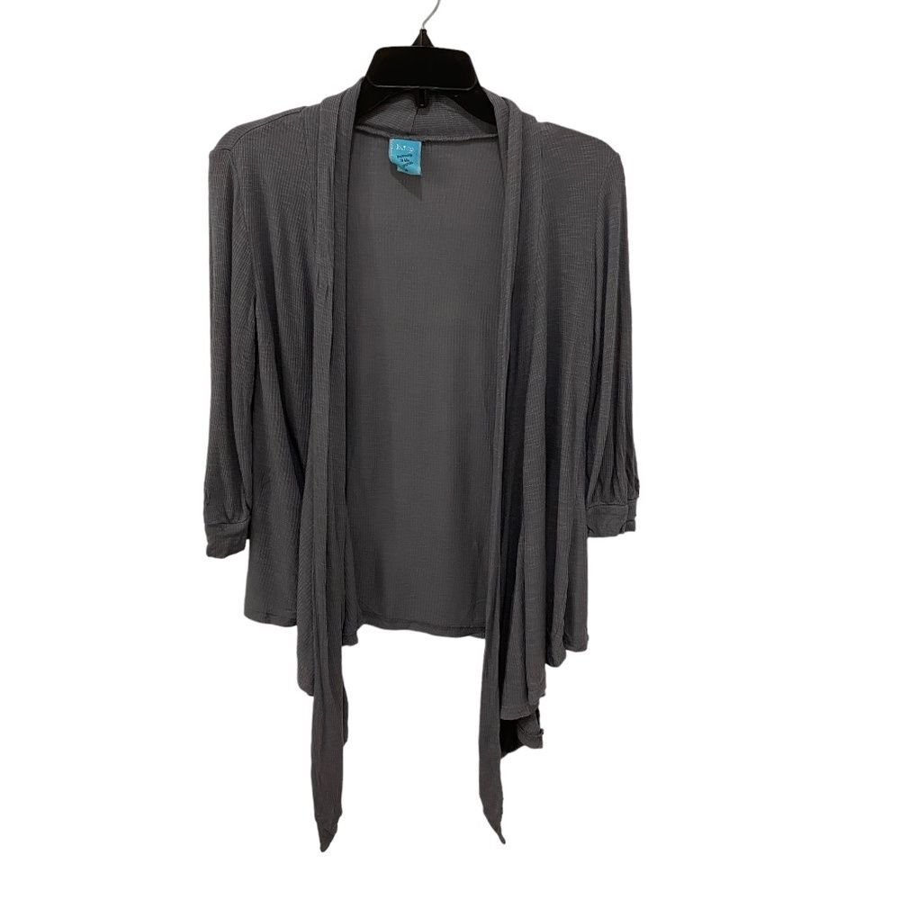 H.I.P Gray Waffle Knit Asymmetrical Open Front Tie Layering Cardigan Medium